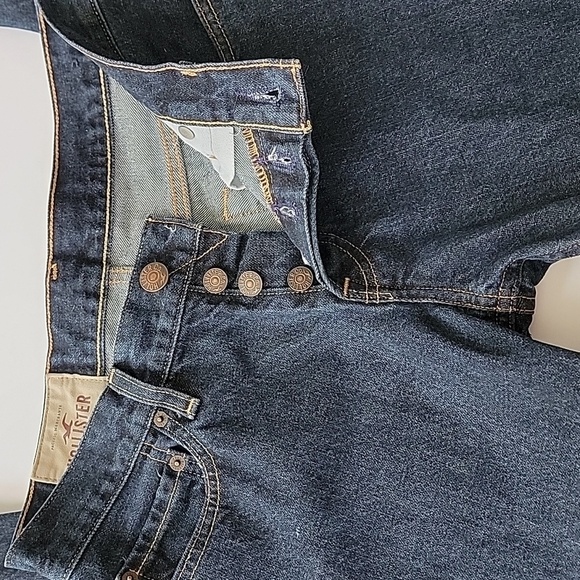 Hollister Slim Straight Blue Jeans Denim Pants Medium Wash Button Fly Pockets 30 - Picture 2 of 12